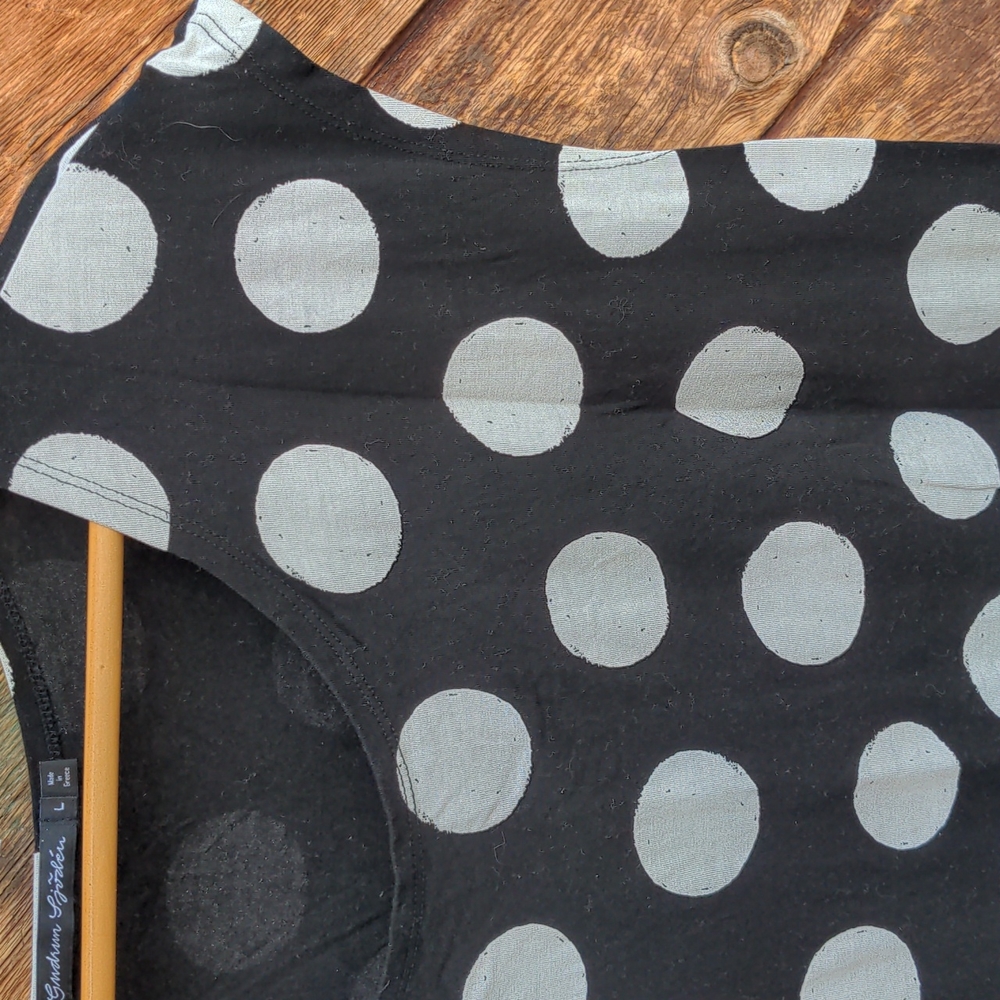 Gudrun Sjoden tunic jersey dress in black with white polka dots large - Picture 3 of 6